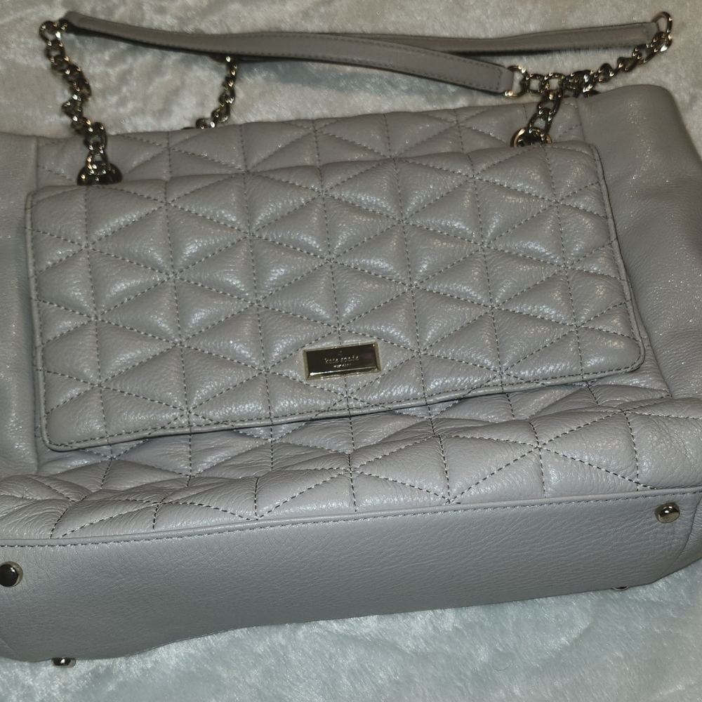 Large Gray Metallic Quilted Kate Spade Bag